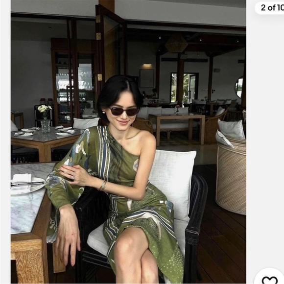 ZARA PRINT ASYMMETRIC LINEN DRESS - Picture 7 of 16